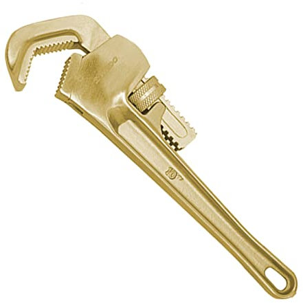 WEDO Funkelnfreier Sechskant-Rohrzange,funkenfreier,gerader Sanitärschlüssel,kein Funken,verstellbarer Sicherheitsschlüssel,Aluminium-Bronze,DIN-Standard,BAM- und FM-Zertifikat,25,4 cm,30 mm x 250 mm