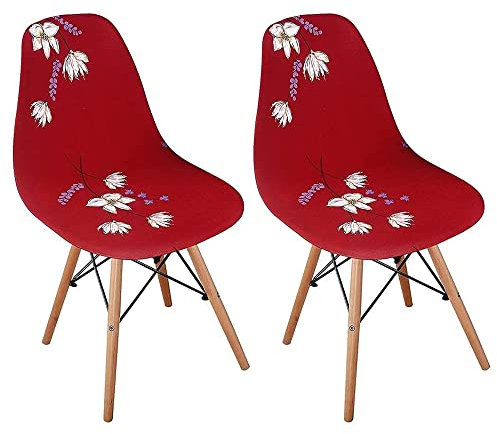 Highdi Schalenstuhl Bezug, Stuhlbezug 2/4/6 er Set Stuhlbezüge Stretch Esszimmerstühle Bezug Moderne Elastischer Stuhlhussen Abnehmbar Waschbar Küchenstühle Husse (rote Blume,2 PCS)