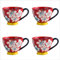 Yizunnu Juego de tazas de café de cerámica de 1/4, juego de tazas de café grandes de 15 onzas para sopa de cereales y leche, los mejores regalos de vacaciones para amigos familiares (4 piezas rojas)