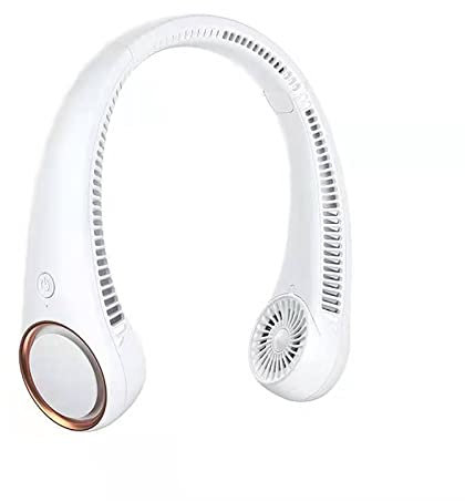 Ventilador portátil el cuello, ventilador manos libres recargable sin aspas con flujo aire 360°, 4000 mAh, funciona con batería, diseño auriculares ventilador escritorio alimentado USB, 3 velocidades