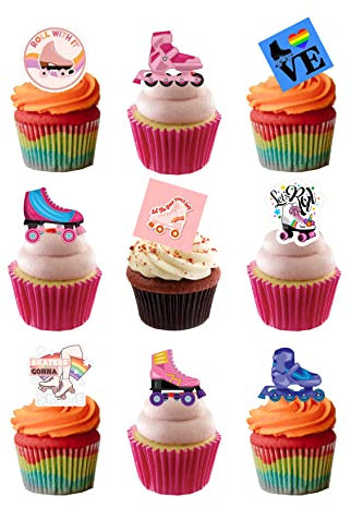 Top That 30 Stand Up Roller Skating Skate Themed Edible Wafer paper Cake Toppers Decorations
