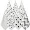 GROBRO7 7Pcs Gant de toilette en mousseline de coton pour nouveau né Serviette pour le visage du nourrisson, douce et absorbante cadeaux pour les tout petits lavable (noir et gris), 25 * 25cm
