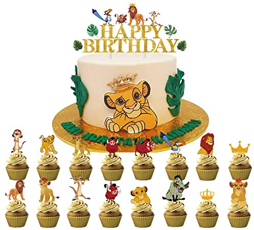 Tortendeko König der Löwen 17 Stücke Cake Topper Happy Birthday Kindergeburtstag Deko Torte Party Kuchendeko Geburtstagsdeko für Kinder Mädchen Junge