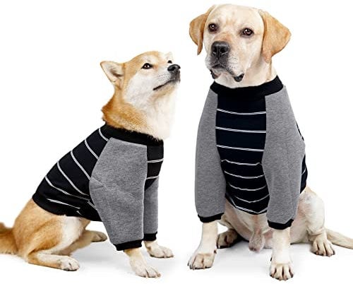 Anti-Licking Dog Shirt, Long Sleeve T-Shirt for Pets, Dog Shirt After Surgery, Prevent Scratching Hoodie for Dogs BlackGrey Large