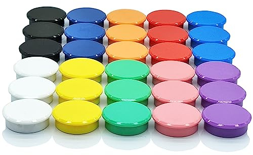 ZDZBLX Magnete für Magnettafel, 30 Stück 10 Farben Mini Magnete Stark, Bunte Runde Kühlschrankmagnete, Klein Whiteboard Magnet für Tafel, Kühlschrank, Magnetwand,Pinnwand,Schule, Magneten Starker Halt