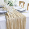 DROMCOM 10 Stück 90 x 300cm Beige Seihtuch-Tischläufer lang Rustikaler Gaze-Tischläufer, Romantischer Halbtransparenter Stoff Tischdecke Tischläufer Boho für Hochzeit Dekoration, Geburtstagsparty