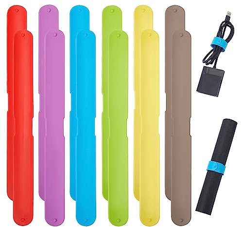 nbeads 12 Stück 6 Farben Slap Bands, 2.1cm Breit Bügeleisen Flip Wraps Halter Clips Silikon Abgedeckt Streifen Geschenkpapier Poster Halter Stabilizer Slap Bands Für Home Office Storage Organisation