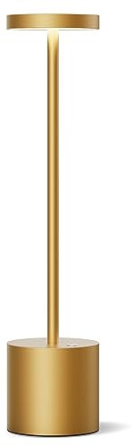 SLSMD Lampada da tavolo senza fili LED Ricaricabile Dimmerabile 6000mAh 3 Modalità di Luce Uso Interno/Esterno batteria Lunga Durata Trasportabile USB-C Lampada da tavolo (Oro)