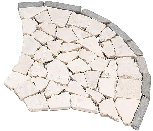 Natursteinbodenplatte Fliese creme Fächermuster „European Fan“ 14 Matten á 40x27cm Natursteinmosaik auf Netz Schuppen Bodenbelag Wandverkleidung