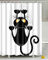 Leashy Tenda da doccia, design divertente con simpatico gatto, impermeabile, antimuffa, con ganci inclusi nero 120 x 180