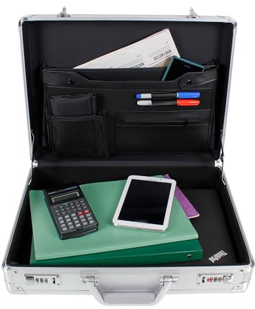 AR BRAND EST. 2021 Aluminium Briefcase Business Office Travel Work Laptop Attaché Bag (Silver)