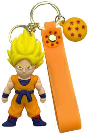 AUTOZOCO Goku Super Saiyan Schlüsselanhänger, Drachenku-Schlüsselanhänger, Cartoon-Schlüsselanhänger, Goku-Schlüsselhalter, Manga-Schlüsselanhänger, 3D-Goku-Schlüsselanhänger,