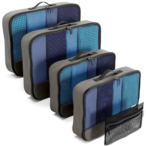 OW-Travel Koffer Organizer Set, Packwürfel Packtaschen, Grau M/L 5 Stück | Kofferorganizer Packtaschen Set für Kleidung im Koffer, Reise Organizer, Packwürfel Rucksack, Packing Cubes Backpack, Gepäck