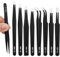 TAIHOBO Lot de 8 Pince de Precision ESD Antistatiques, Pince Modelisme en Acier Inoxydable, Pince Brucelle Pointu Courbé et Émoussé, Pince Precision pour Tous Types de Réparations