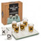 MIJOMA Trinkspiel Tic Tac Toe - Lustiges Party-Spiel mit 9 Shot-Gläsern, Glas-Spielbrett in 2 Größen, Kreis & Kreuz Designs, Spaßgarant für Freunde & Familie (13x13 cm)