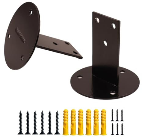 amhricho Handlauf Halterung Satz Von 2pcs, Schwarz, Heavy Duty Edelstahl Handlauf Halterung, Hardware Geländer Halterung Mit Schrauben Für Quadratische Oder Runde Holzgeländer (Size : 2ps)