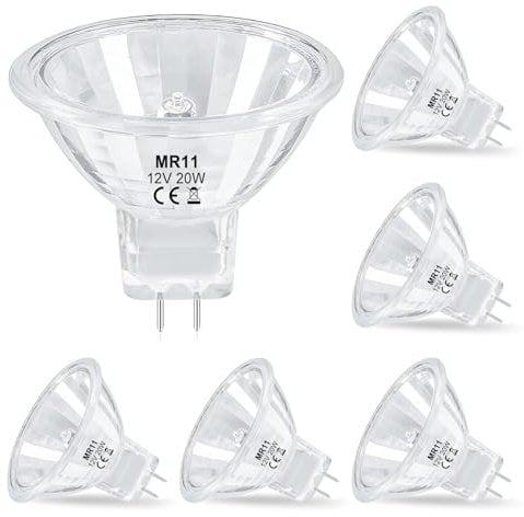 EASYIVY MR11 Halogenlampen 12V 20W Dimmbar, GU4 Halogen Spot Glühbirne mit Glasabdeckung Warmweiß 2700K, 35mm Durchmesser Reflektor Strahler MR11 für Einbauleuchten, Landschaftsbeleuchtung, 6 Stück