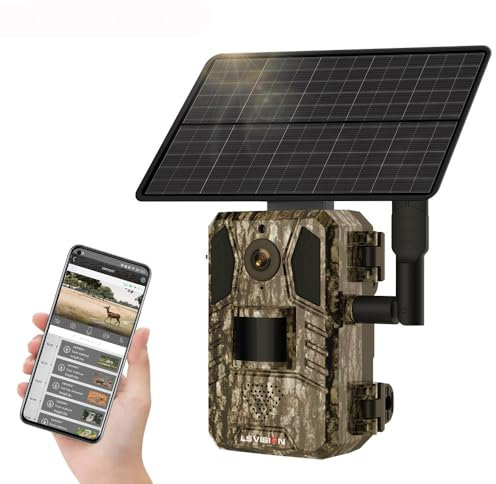 Cámara de Caza Solar 4G, 14MP Cámara de Caza Conectada Teléfono, Detector de Movimiento 0,2S, Visión Nocturna en Color, Ip66 Impermeable, para Vigilancia de la Vida Silvestre (sin Tarjeta)