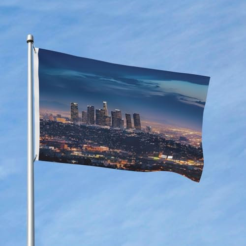 Flagge, 90 x 152 cm, Gartenflagge, doppelseitige vertikale Flagge, Los Angeles Skyline, Allwetterflaggen für Hof, Outdoor-Dekoration, Urlaubsbanner