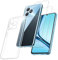 MIBZOR 3 in 1 Funda Compatible con Realme Note 50 / Realme C53 / Realme C51 4G (6.74) con 2 Piezas Vidrio Templado Protector de Pantalla, Transparente Carcasa Silicona TPU Suave Caso Case