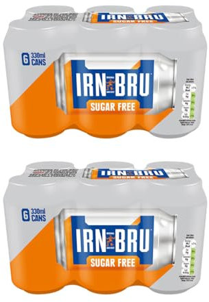 Irrn Bru Sugar Free 6 x 330ml - Brewed In Scotland To a Secret Recipe Of 32 Flavours, Creating a Phenomenal Taste - Pack of 2 x 6 x 330ml
