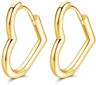 Loutade Herz Creolen Silber 925 Klein, 925 Sterling Silber Herz Ohrringe für Damen, Knorpel Schlafen Ohrringe Gold Kreolen, Schlichte Herzförmige Kreolen Gold Silber Ohrschmuck für Mädchen Frauen