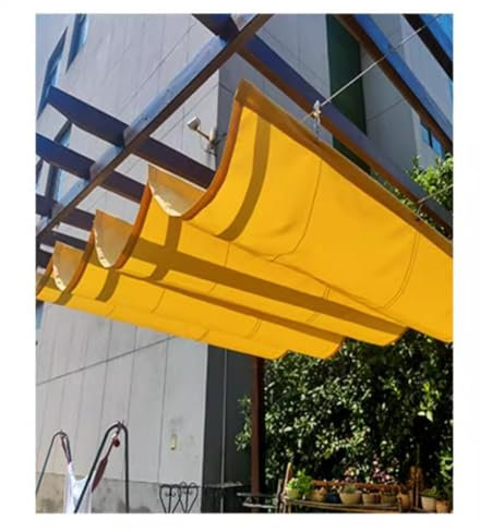 Rygcrud Einziehbare Welle Terrassenmarkise, Wasserdicht Pergola Überdachung Ersatz Schiebedraht Sonnensegel Abdeckung Für Terrassenüberdachung Regensicher(1.3x4m)