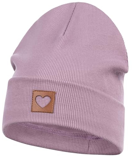 Smarilla Mütze Beanie Mädchen Damen Kinder Übergangsmütze gerippt, Größe: 58-60, Farbe: Altflieder