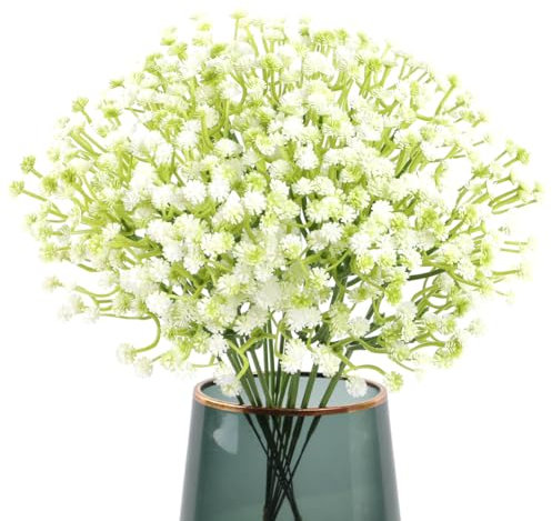 DEAMOX Gypsophila - Fiori artificiali, 10 pezzi, per matrimoni, bouquet da sposa, casa, fai da te e decorazioni