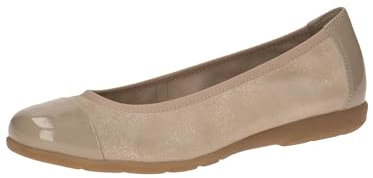 CAPRICE Damen Ballerinas aus Leder mit Lack, Beige (Sand Comb), 40 EU