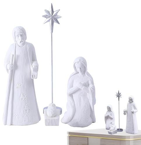 ycezw Krippenset weiß, Krippenfiguren Set | Krippenset für Weihnachtskrippe - Krippenschmuck Weihnachtsschmuck für Weihnachten Geburtstag Silvester