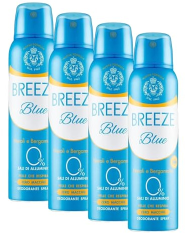 Breeze Deodorante Spray Blue, 150ml (Confezione da 4)