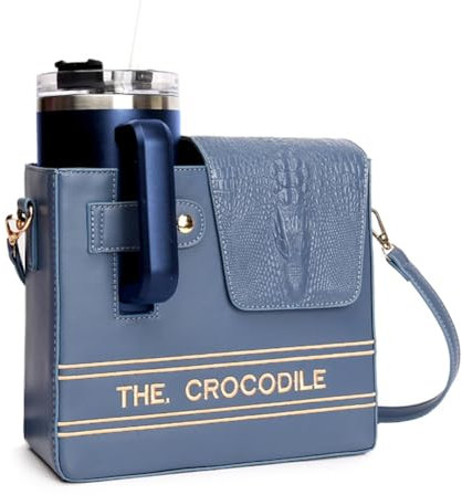 BBIQI Stanley Porte-gobelet Stanley Sac à bandoulière pour bouteille d'eau Sac à bandoulière pour porte-gobelet Stanley avec sangle, texte bleu