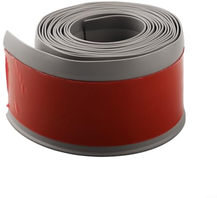 Eawfgtuw PVC selbstklebende flexible Sockelleiste, 8 cm (B) x 4 m (L), Kunststoff-Sockelleisten, wasserdichte Kunststoff-Sockelleistenleiste für Heimwerker (grau)