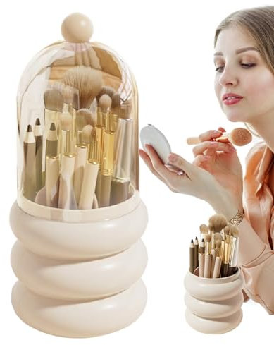 Rotierender Make-up-Organizer,Rotierender Make-up-Organizer, Rotierender transparenter Kosmetik-Organizer, Make-up-Pinselhalter, Make-up-Aufbewahrungsbox, Badezimmer-Etui, praktisch für Grundierungen,