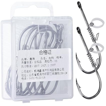 Angelhaken-Set, Angelhaken für Meeresangeln, Set mit Haken aus Stahl, spitzes Design für Brech, Bass, Lachs, Thunfisch und Karp