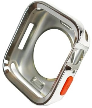 MGTCAR Cover in TPU per Apple Watch Series Ultra 49mm 9 8 7 41mm 45mm Bumper Frame Shell Cases per iWatch 6 5 SE 4 40 44mm Case(Plating-silver,45mm)