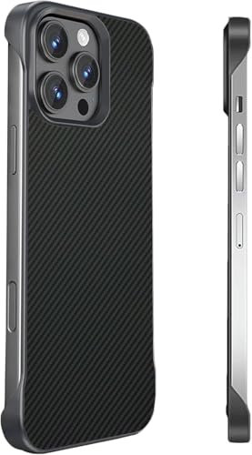 FAOMSEBS for iPhone 12 Pro Max Case Borderless Slim (Carbon Fiber Texture)[Bare Metal Feel] Rapid Heat Dissipation Anti-Fingerprint Cover for iPhone 12 Pro Max Phone Case, Hard PC Resilient Shockproof