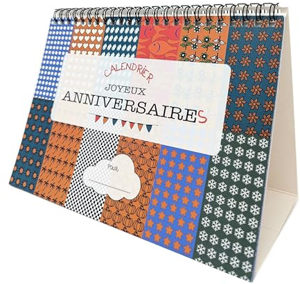 Evig A5 födelsedagskalender | Spiralstaffli 13 sidor | Årslös | Färgglad Happy Birthday-design | För viktiga datum och helgdagar | återanvändbar
