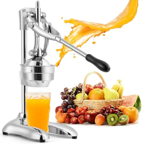 Moongiantgo Manuelle Zitruspresse – 2 Pressformen, Hohe Ausbeute | Gewerbliche Saftpresse Manuell mit Müheloser Hebelarm, Ergonomische für Orange Granatäpfel Wassermelone Frucht Handpresse
