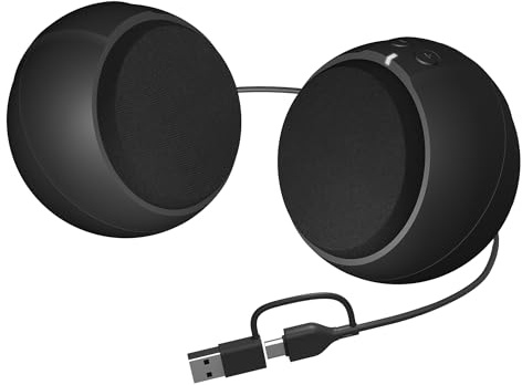 Cyber Acoustics CA-2110USB Haut-parleurs 2.0 alimentés par USB - Design rond moderne - Son stéréo clair - Plug and Play pour PC, Mac et ordinateur portable - Enceintes de bureau peu encombrantes pour