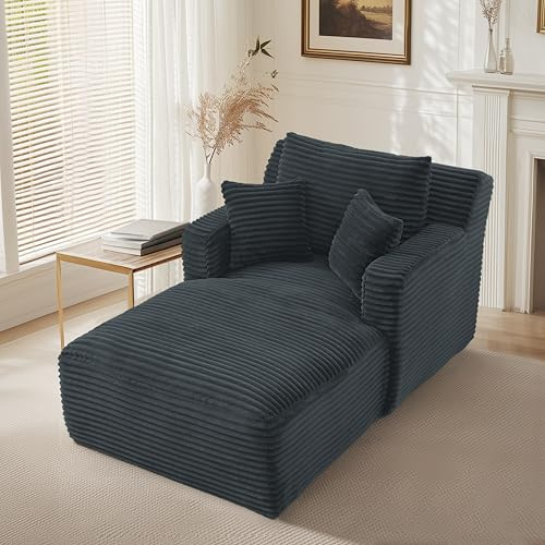 HAUSPROFI Schlafsessel aus Cord für Wohnzimmer, Büro,Apartment,Dunkelgrau | Modernes Schlafsofa ohne Montage, Relaxsessel mit komfortabler Polsterung, Platzsparend und Stilvoll