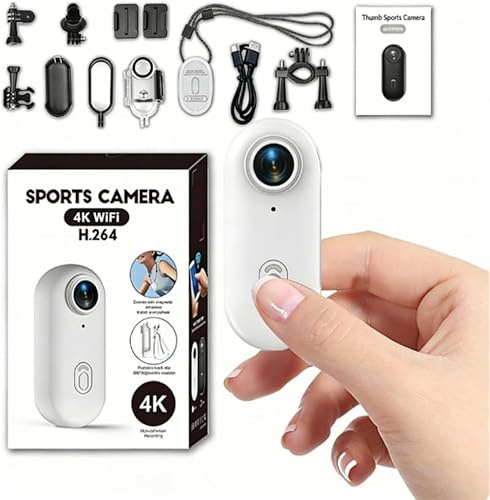 TKMARS 4K Mini WiFi Action Camera, Portable Vlogging Sports Camera, Waterproof Wearable Body Camera 4K with 360° Rotation Clip, Magnetic Hands-Free POV Camcorder for Cycling, Pet Walking, Vlogging
