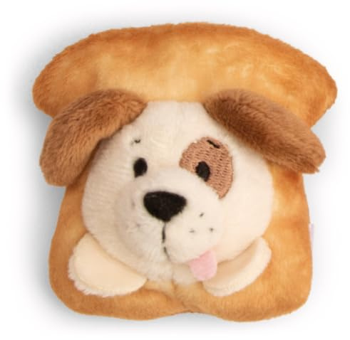 Mini MagNICI Hund mit Toast 7cm - beige - Kuscheltier mit Magnet – Plüschtier haftet auf Metalloberflächen, Magnettafeln und Taschenhänkel als Reisebegleiter – tolle Geschenkidee | 61871