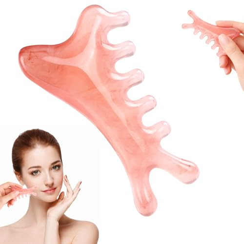BaZuyunMd 1 Stück Gua Sha Gesichtsmassagegerät, Natürliches Harz Gesichtspflegegerät für Massage, Straffung und Entspannung, Face Massager mit ergonomischer Form, inklusive Geschenkverpackung