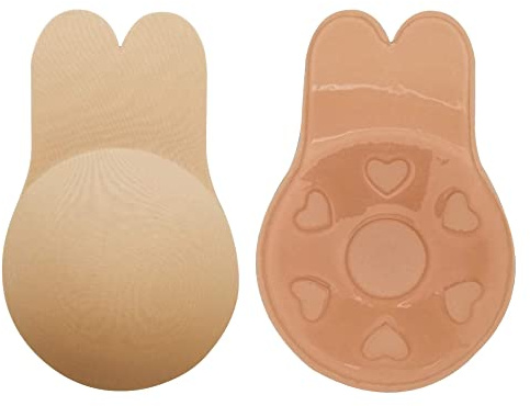 DODOING Invisible Rabbit Bra Reusable Lifting Br a Adhesive Strapless B ra Push Up Backless Sticky Br-as Lift Nippleless Covers Push-Up Bra-s Beige