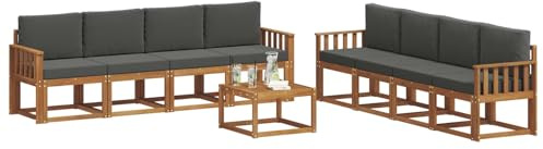 vidaXL Outdoor-Sofagarnitur mit Kissen 9 pcs Natur und Anthrazit, Akazienholz Garten Sofa Set, modernes Outdoor Lounge, stylische Terrassenmöbel, Bequeme Sitzgelegenheit für Treffen