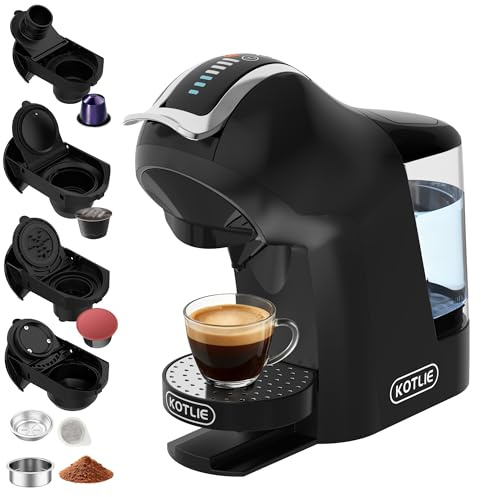 5 in 1 Coffee Pod Machine, Capsule Coffee Machine Compatible with Nespresso Original, Dolce Gusto, A Modo Mio, ESE 44mm Pods and Ground Coffee, Hot & Iced Coffee, Arc Pro