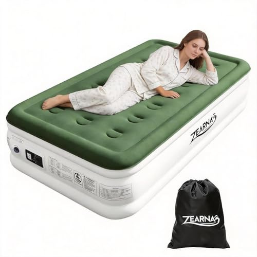 Zearna Matelas Gonflable 1 Place 190x100x46cm Auto-Gonflant avec Pompe Électrique Intégrée Lit Gonflable 1 Personne Superficie Floccée Imperméable Lit d'Invité 1 Personne pour Maison et Camping