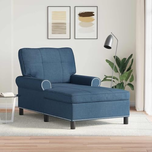 LoogCape Lounge-Liege mit Kissen Blau 91 x 157 x 91 cm Stoff moderne Recamiere Sofa Sitzmöbel für Wohnzimmer und Schlafzimmer, ergonomisch verstellbar, mit Polsterung, Rückenlehne und Armlehnen
